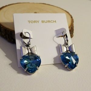 Tory Burch crystal heart earrings